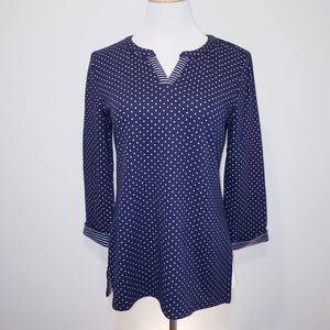 Talbots Tunic Navy Blue White Polka Dots Sz Small